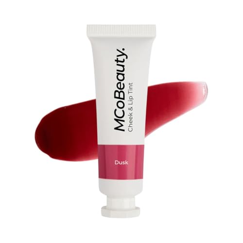 MCoBeauty - Cheek and Lip Tint - Gel-Cream Formula for Buildable Color - Multi-Use Tint for Lips and Cheeks - Dusk, Cherry Red Shade - Tinta para Labios, Liquid blush for Cheeks & Lips