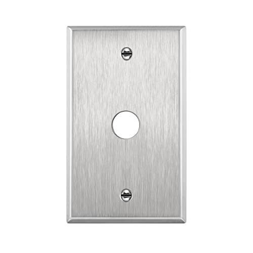 Image of ENERLITES 0.625 inch Diameter Hole Metal Wall Plate, Size 4.50 inch x 2.76 inch Silver
