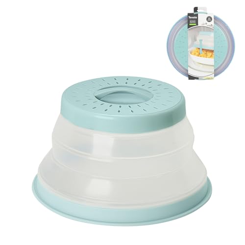 Image of Tovolo Microwave Plate Cover Small in Blue Haze Collapsible Vented Silicone Microwave Splatter Cover, Dishwasher Safe 8 Inch Plate Cover BPA Free Food Guard