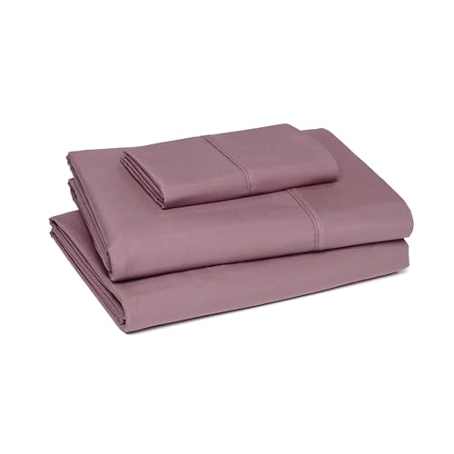 Image of Amazon Basics Lightweight Super Soft Easy Care Wrinkle-Free Microfiber 3-Piece Bed Sheet Set with 14-Inch Deep Pockets, Twin, Rose, Solid