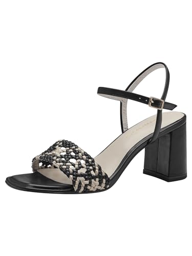 Tamaris Damen Sandalen mit Absatz Vegan Blockabsatz; BLACK COMB/schwarz; 36