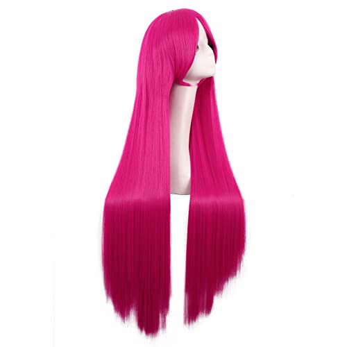 mapofbeauty 40 inch100 cm anime costume long straight cosplay party synthetic wig hot pink