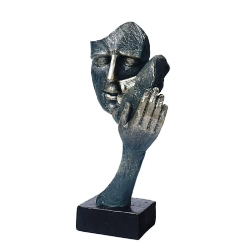 SIKAINI Paar gezichtssculptuur, halfzijdige gezichtsdecoratie, harshandwerk, handgemaakt kunsthandwerk, geschikt voor de woonkamertafel of kast, slaapkamer en halpresentatie.