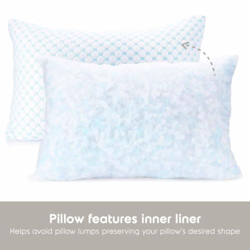 Image of Nestl King Size Cooling Pillow for Sleeping 1 Pack, Luxury Shredded Memory Foam King Pillow, Adjustable Cold Gel Pillows for Hot Sleepers, Supportive Cool Pillows for Side, Back, Stomach Sleepers