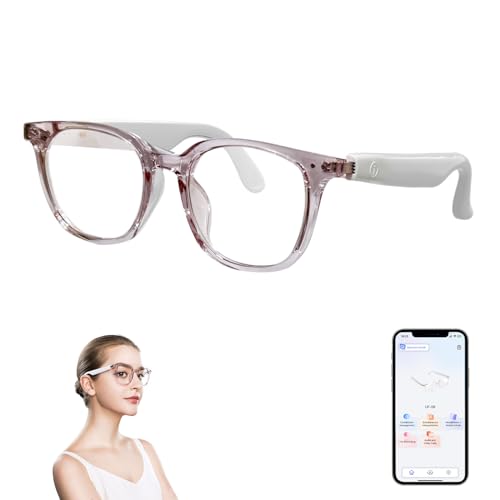 AI Smart Glasses with Real-Time Translation, Wireless Bluetooth 5.3, Smart Simultaneous Interpretation for 160+ Languages, Open-Ear Design,Clear Frame Blue Light Glasses for Woman Travel,Wor