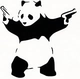 Biznet- Panda with Guns Sticker Decal - Car Bumper Cup Tumbler Laptop Water Bottle Sticker | Decal Sticker | Black | 5.5 inches | BNP-361 (Pack of 2)