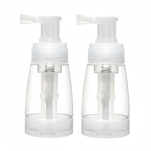 WEIMU 2 Pcs 180ml Powder Spray Bottles for Hair Fiber and Dry Shampoo, Refillable Clear Plastic Dispensers for Loose Powder, Barber and Beauty Use