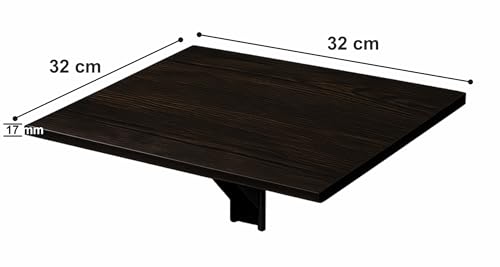 Image of Enigmatic Woodworks Wall Mounted Folding Study Table | Space Saving Foldable Laptop Desk for Home & Office | Engineered Wood Wall Mount Table (Wenge, 32 * 32 cm)