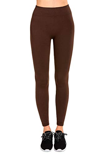 Mopas Womens Seamless Fur Lined Fleece Leggings - Coffee #TOP2
