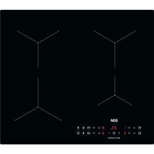AEG ILB64334CB Placa de inducción integrada, serie 3000, 60 cm, negro, parte superior de cristal, elementos de calefacción de 4 zonas, control táctil con pantalla LED, 3000 W