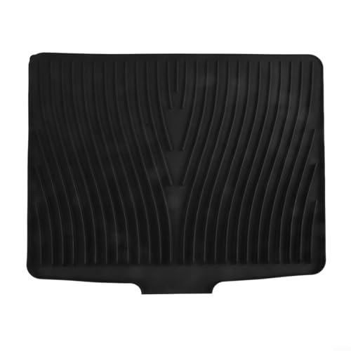 Eawfgtuw Tappetino scolapiatti da cucina in silicone, 50 x 43 cm, con design a scolo aperto e base antiscivolo, resistente al calore, impermeabile, per piatti, bicchieri, pentole (nero)