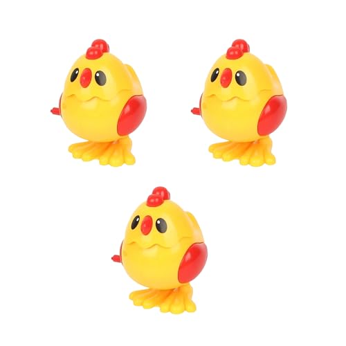 Image of Crackles Wind-Up Jumping Chicken Hen Toy | Key-Operated Crank Mini Hen For Babies | Spring Hopping Action |Crawling Walking Toy Set for Kids | Party Favor & Birthday Gift for Boys and Girls -Pack of 3