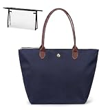 Nhgkju Frauen Schulter Tasche Damen Taschen Set Faltbare Handtasche Schule wasserdichte Schultertasche Großes Fassungsvermögen Umhängetaschen Reisetasche Shopper für Alltag & Büro (Blau, M)