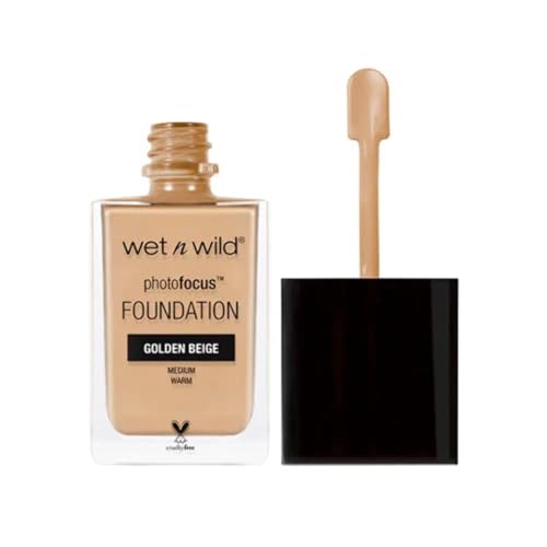 Wet n Wild, Photo Focus Foundation Matte, High-coverage Foundation with Light-adjusting Complex for a White Cast-free Effect and a Camera-ready Makeup, Matte Finish, Vegan, Golden Beige