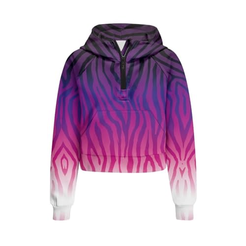 Girls Zipper Sweatshirts Kid Half Zip Cropped Hoodies Raglan Long Sleeve Trendy Athletic Pullover Top Fall Outwear3