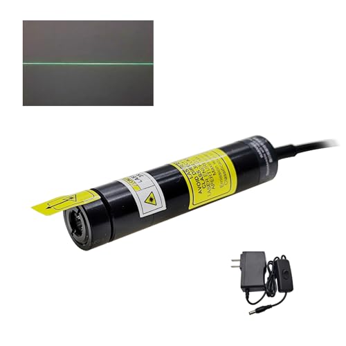 520nm Green Light Line Module Projector Focusable Locator Generator for Wood Stone Fabric Alignment Dia.16mm (5V DC with Adapter)