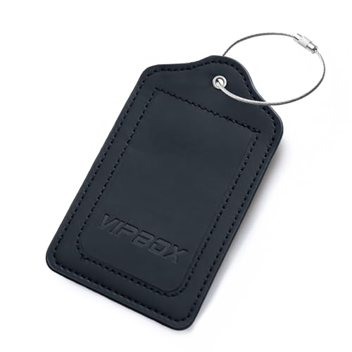 Luggage Labels Premium Travel Suitcase Tags for Baggage Easy to Write Waterproof with Name ID Card for Man Women (Black)