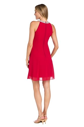 Image of R&M Richards Women's Chiffon Halter Cocktail Dress W /Jeweled Neckband & Cascade Drape