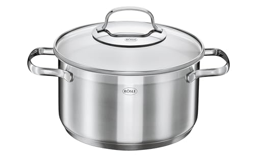 RÖSLE RÖSLE ELEGANCE Topfset 4-tlg., 3 hochwertige Töpfe und 1 Stielkasserolle im Set, Edelstahl 18/10, mit Glasdeckel und Innenskalierung, Induktions- und Spülmaschineneignung - Produktansicht 3 | Kochtöpfe