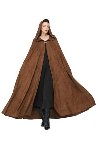 BEAUZSUZSANA Unisex Medieval Cloak with Hood 140cm Full Length Renaissance Cape Coat for LARP Halloween Cosplay (Green) - image 3