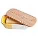 Talisman Designs Laser Etched Vivid Beechwood & Stoneware Butter Dish with Lid Butter Me Up Solid Wooden Lid Butter Holder Fun & Functional Kitchen Supplies