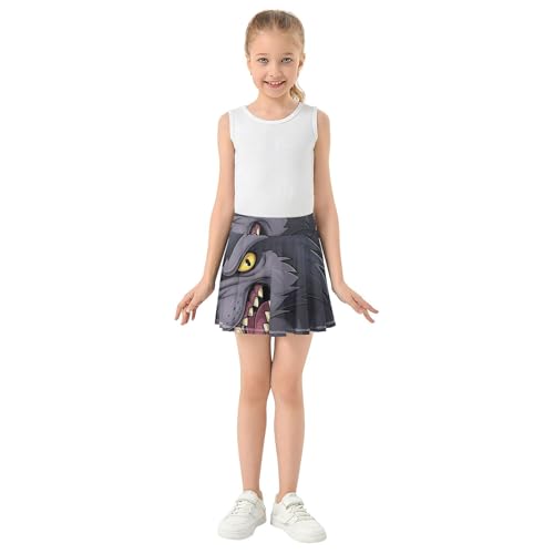 Fierce Wolf Animal Print Athletic Shorts Girls Skorts Kids Tennis Skirts Flowy Pleated Skort 3t3