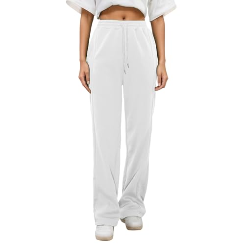 Girls Baggy Sweatpants for Teens Straight Wide Leg Cute Sweat Pants Elastic Waist Athletic Joggers Trousers