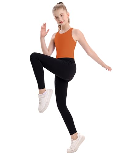 Image of DOCUMO Girls Tank Tops Double Lined Racerback Crop Tops for Kids Sleeveless Workout Tops for Dance, Yoga, Running, Sports