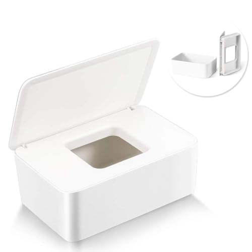 Caja para toallitas húmedas,Caja De Servilletas,Dispensador de toallitas de pañal Caja,Bebé Caso Titular Caja,Pañales de Bebé Mojado Tejido Caja (blanco)