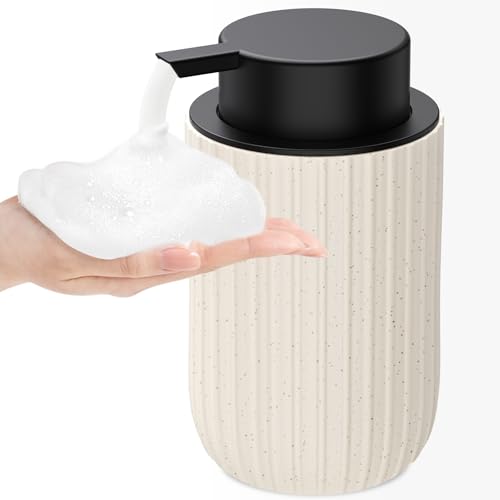 Image of Ceramic Foaming Soap Dispenser, 12 oz Bathroom Foam Hand Soap Dispenser, Refillable Lotion Soap Dispenser with Removable Pump for Kitchen Hand Wash Dispenser, Modern Home Decor (Speckled Beige)