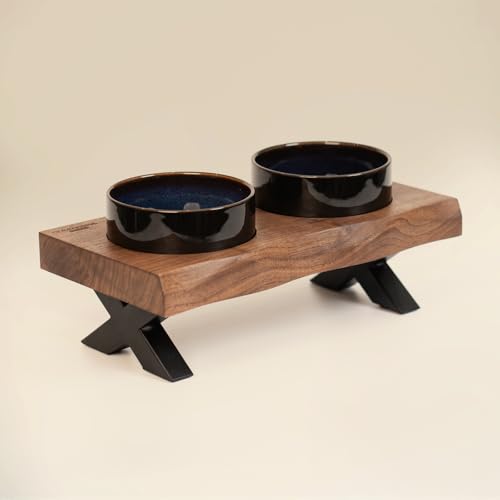 CHEERHOME-PETS-Raised-Cat-Ceramic-Bowls-for-Small-and-Medium-Dog-Solid-Wooden-Dog-Food-Bowl-with-Stand-Food-Feeding-Dishes-Water-Bowl-for-Cats-and-PuppyWalnut-Wood CHEERHOME PETS Raised Cat Ceramic Bowls for Small and Medium Dog, Solid Wooden Dog Food Bowl with Stand, Food Feeding Dishes Water Bowl for Cats and Puppy(Walnut Wood) - Image 1