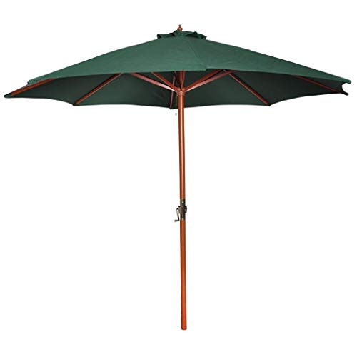 Sombrilla 3m Verde con mástil marrón ideal para tardes de terraza y playa