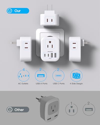 Image of US to Japan Plug Adapter, HANYCONY Japan Outlet Adapter for Travel 2 Pack