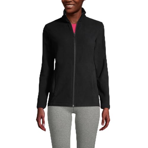 Lands' End Womens Anyweather Full Zip Fleece Jacket Black Regular Large