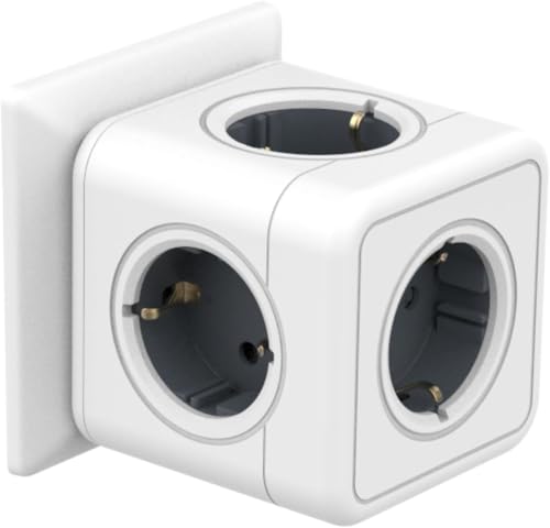 Steckdosenwürfel Mehrfachsteckdose 5 Fach Erweiterbare 3680W...