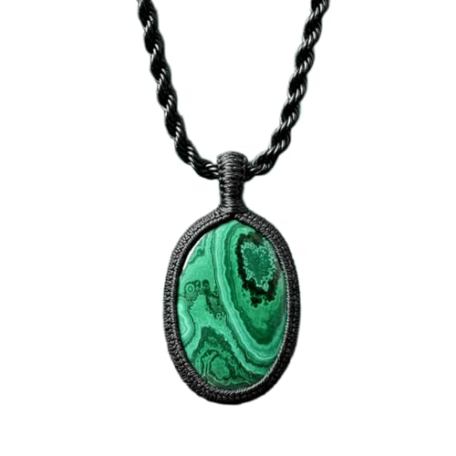Collier malachite naturelle verte et cordon cuir 45 cm, le cadeau idéal pour elle