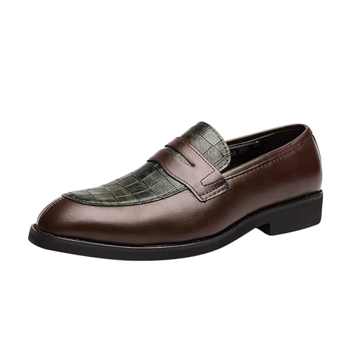 Mocasines con patrón de cocodrilo para hombre en color verde elegante talla 38.5