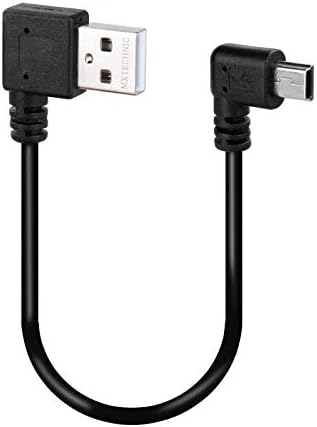 25cm Mini USB Cable Type A Male to Mini B USB Charger Cable,Double 90 Degree Right Angle 5 Pin Gold Plated for Android Cellphone