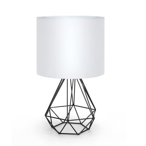 Aigostar - Lampada da Tavolo in Stile Industriale Retrò, Portalampada con Attacco Piccolo E14, Lampada Comodino con Base in Metallo e Paralume Bianco, Perfetto per Decorare Qualsiasi Stanza
