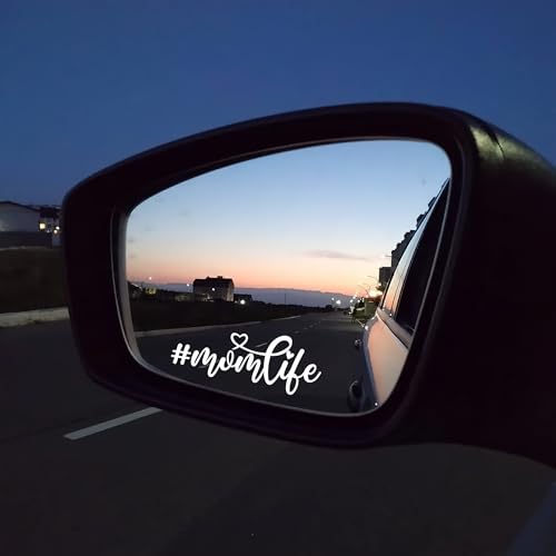 Image of Miarita 3X I Love You Drive Safe Mirror Sticker, Cute Car Stickers for Womens, Car Decals for Women, Rear View Mirror Sticker, Valentines Day Gifts for Her, Him (Mom Life White)