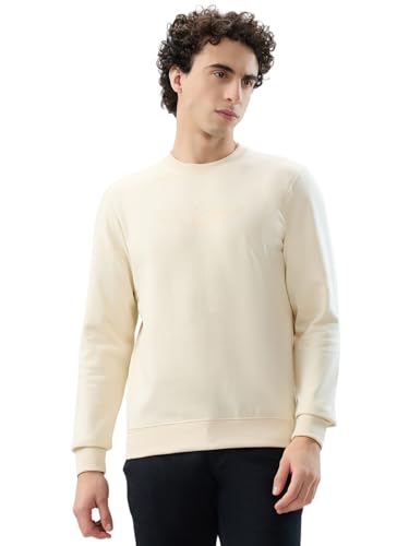 Image of Park Avenue Men Slim Fit Solid Pattern Cotton Polyester Blend Round Neck Full Sleeve Casual Sweatshirt