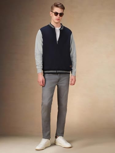 Image of Dennis Lingo Men Colorblock Polycotton Regular Fit Full Sleeves Front-Open Sweatshirts