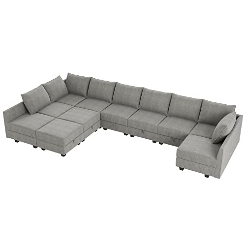 Honbay Convertible U Shaped Modular Sofa Sectional Modular Couch With Chaise Oversized Sofa Sleeper Couch For Large Living Room,Grey #TOP6