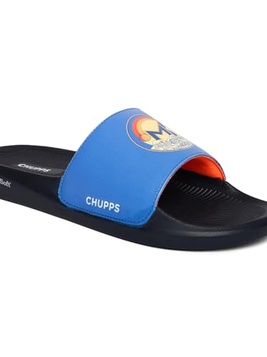 Image of CHUPPS X Mi Surge White & Navy Drift Orthopedic Slippers | Soft Footpharma Footbed | Breathable Ventilation Holes | Lightweight Flip Flops | Anti-Skid Chappals for Everyday For Mens
