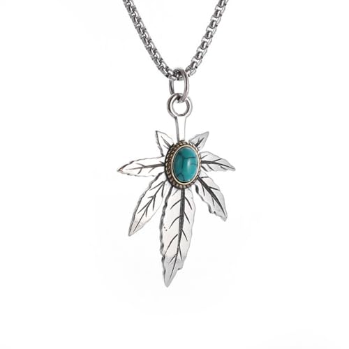 Feuille d'érable turquoise collier gemme clair de lune au design classique personnalisé