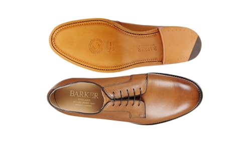 Image of BARKER Nairn Men's Lace-Up Oxford Shoes - Handcrafted Luxury Leather Derby Dress Shoes for Formal Wear