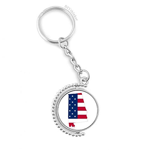 Porte-clés rotatif anti-torsion motif Alabama et USA