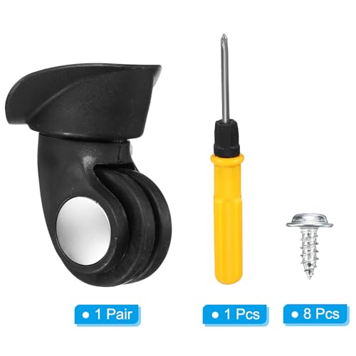 PATIKIL Luggage Wheels Replacement, 1 Pair Suitcase Wheels Caster Repair for Left & Right Swivel Wheel, Black (3.1x3.1x2.7/1.2x1.2x1.1 Inch)3