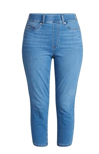Women’s Time and Tru High Rise Capri Jegging (US, Alpha, Large, Regular, Regular, Medium Wash)
