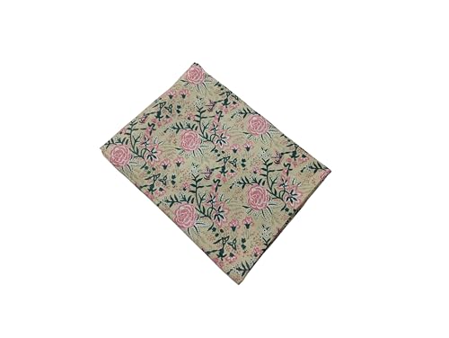 Image of Doraya Pure Cotton Dress Making Fabric Sanganeri Print Jaipuri Hand Block Printed Unstitched Dress Material for Women Blouse /Plazzo,Kurti /Lehenga Piece Womens 43 inch Inches Width (Peach 2, 3 Meter)
